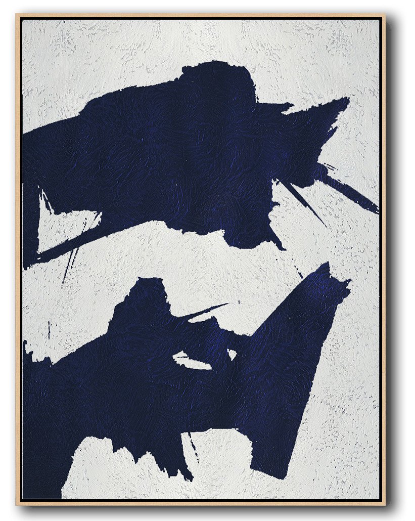Buy Hand Painted Navy Blue Abstract Painting Online - Canvas For Printing Huge